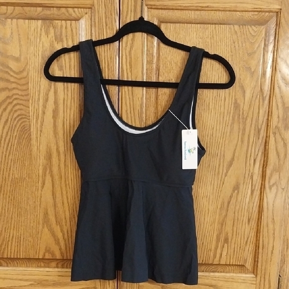 Beachsissi NWT Sz Small Tankini Swimsuit‎ Black White Palm Print Tummy Control - Picture 3 of 12